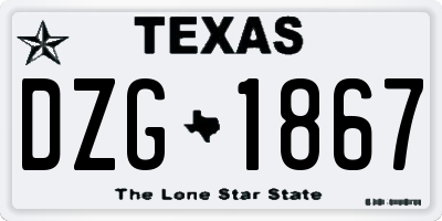 TX license plate DZG1867