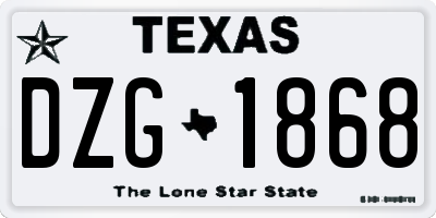 TX license plate DZG1868
