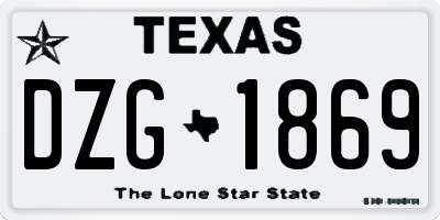 TX license plate DZG1869