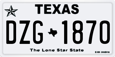 TX license plate DZG1870