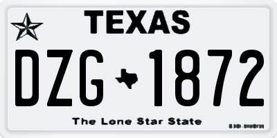 TX license plate DZG1872