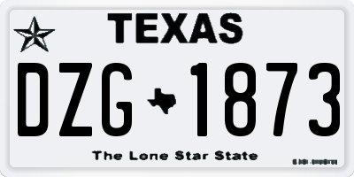TX license plate DZG1873
