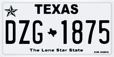 TX license plate DZG1875