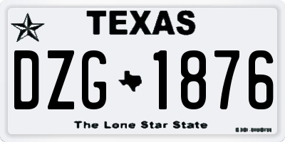 TX license plate DZG1876