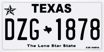 TX license plate DZG1878