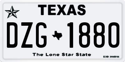 TX license plate DZG1880