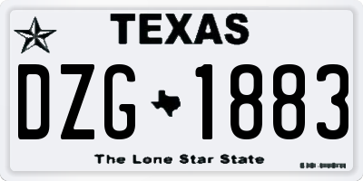 TX license plate DZG1883