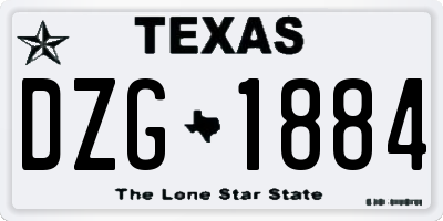 TX license plate DZG1884