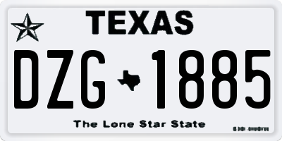 TX license plate DZG1885