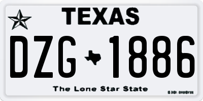 TX license plate DZG1886