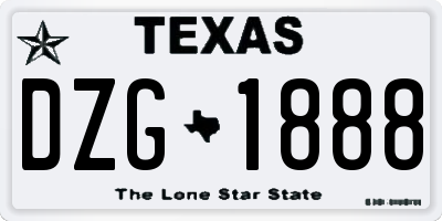 TX license plate DZG1888
