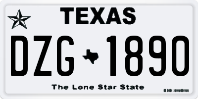 TX license plate DZG1890