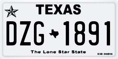 TX license plate DZG1891