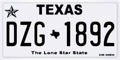 TX license plate DZG1892