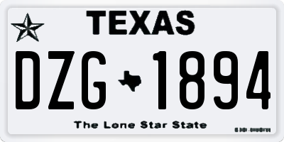 TX license plate DZG1894