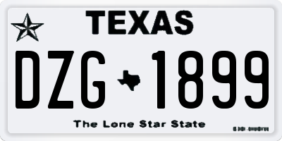 TX license plate DZG1899