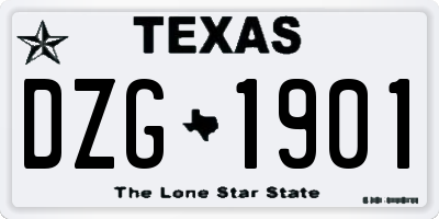TX license plate DZG1901