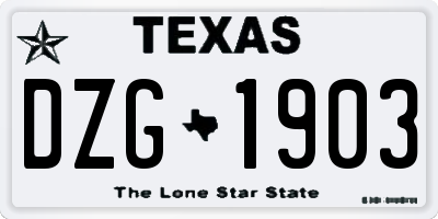TX license plate DZG1903