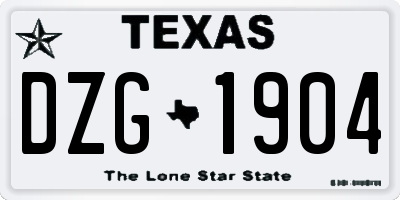 TX license plate DZG1904
