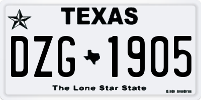 TX license plate DZG1905