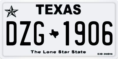 TX license plate DZG1906