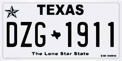 TX license plate DZG1911