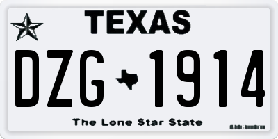 TX license plate DZG1914