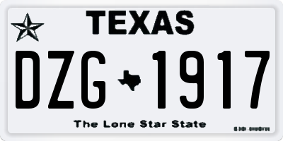 TX license plate DZG1917