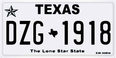 TX license plate DZG1918