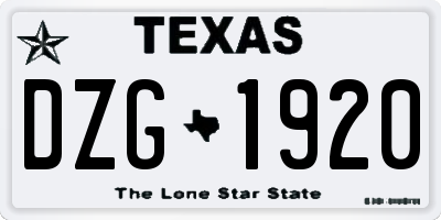 TX license plate DZG1920