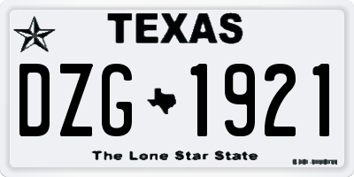 TX license plate DZG1921