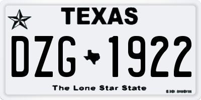TX license plate DZG1922