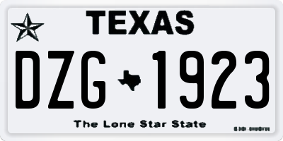 TX license plate DZG1923