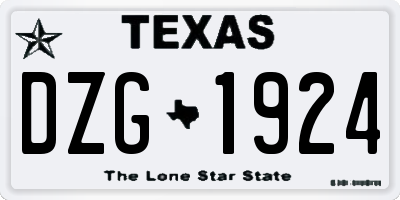 TX license plate DZG1924