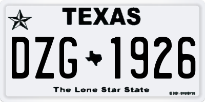 TX license plate DZG1926