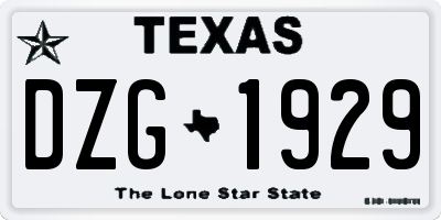 TX license plate DZG1929