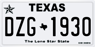 TX license plate DZG1930
