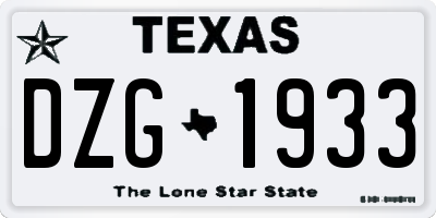 TX license plate DZG1933