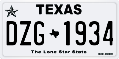 TX license plate DZG1934