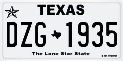 TX license plate DZG1935