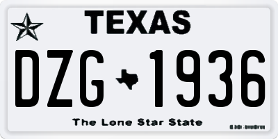 TX license plate DZG1936