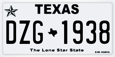 TX license plate DZG1938