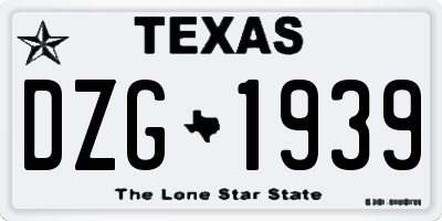 TX license plate DZG1939