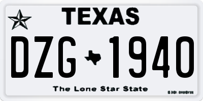 TX license plate DZG1940