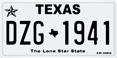 TX license plate DZG1941