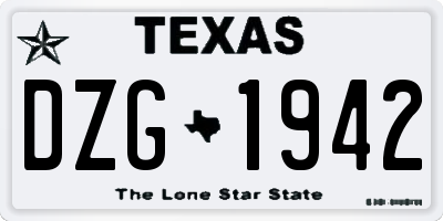 TX license plate DZG1942