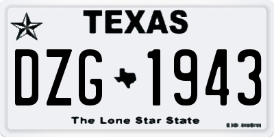TX license plate DZG1943