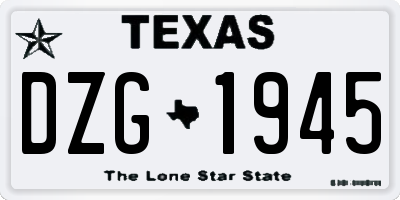 TX license plate DZG1945