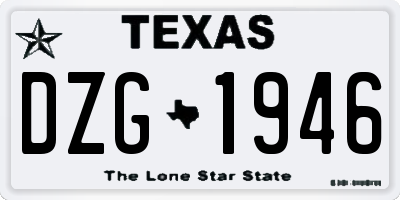 TX license plate DZG1946