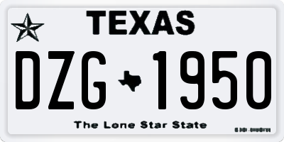 TX license plate DZG1950